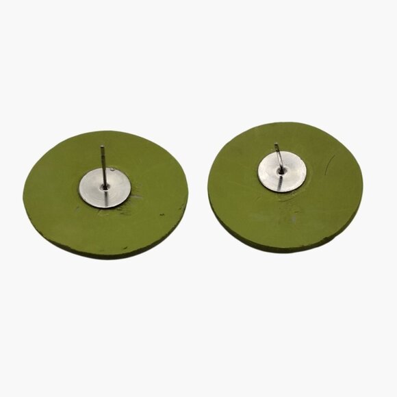 Green Star Button Earrings Rhinestones Pierced Posts Whimsy - Picture 7 of 9